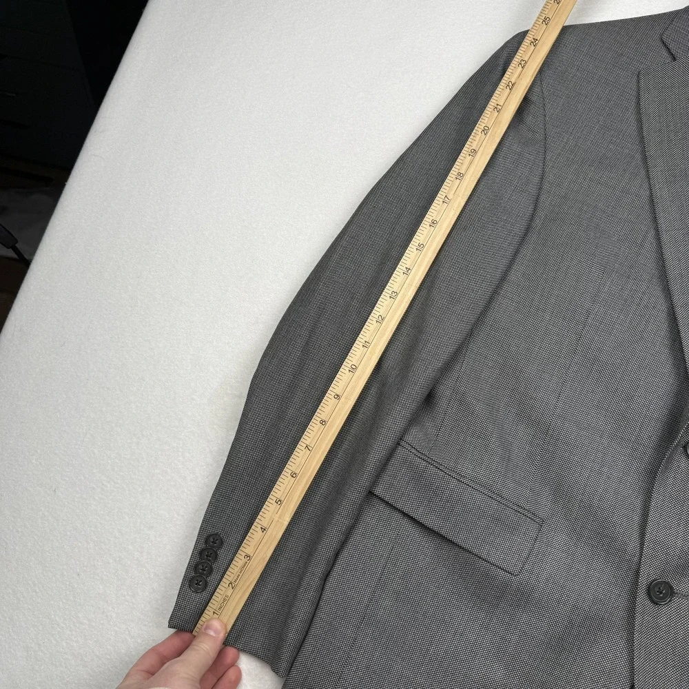 Jack Victor Suit Jacket Mens 39R Gray Geometric Wool Orleans 2 Button Canada